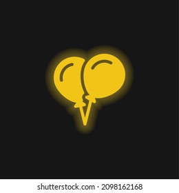 Balloons yellow glowing neon icon