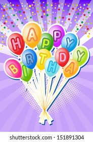 Balloons.Happy birthsday card  with Party element