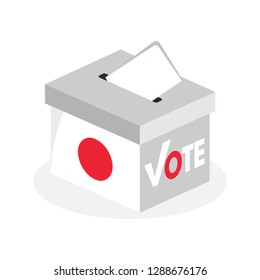 Ballot box by a combination of the Japanese national flag