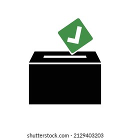 Ballot box and check mark icon. Election, vote and survey. Vectors.