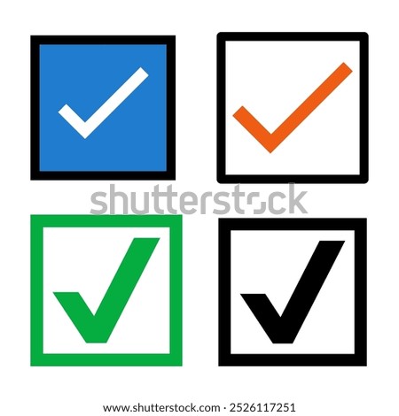 Ballot box with check vector icon set. Ballot box with check collection emoji emoticon isolated on white background