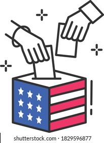 Ballot Box Concept, People Casting their Vote Vector Icon Design, Presidential elections in United States 2020 Symbol on White background, 