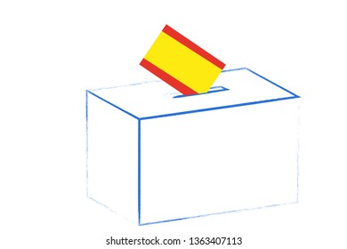 Ballot box with envelope of Spain.