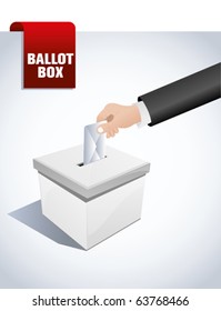 ballot box and hand putting a blank ballot inside, elections and democracy concept