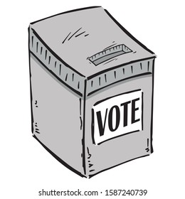 Ballot box icon. Hand drawn voting box. Vector illustration box.