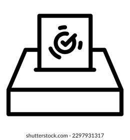 Ballot box icon outline vector. Online vote. Paper voter