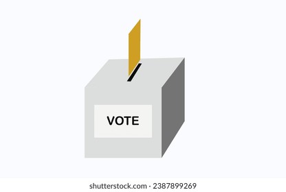 Ballot box icon with paper, Election and democracy voting concept. Isolated on white background. Outline vector illustration.