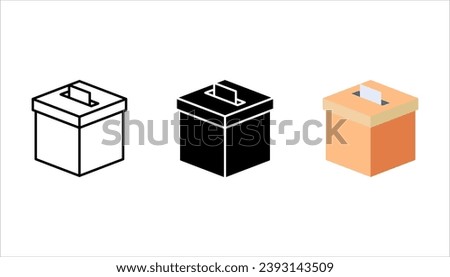 Ballot box icon set. Outline ballot vector icon for web design, vector illustration on white background
