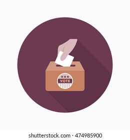 Ballot box icon , Vector flat long shadow design.