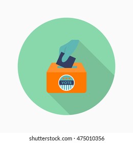 Ballot box icon , Vector flat long shadow design.