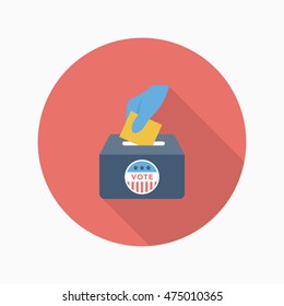 Ballot box icon , Vector flat long shadow design.