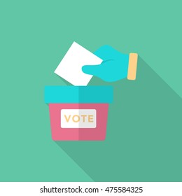 Ballot box icon , Vector flat long shadow design.