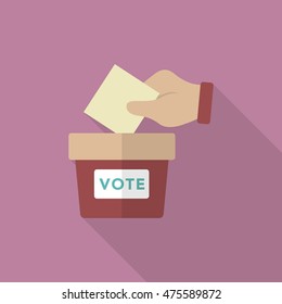 Ballot box icon , Vector flat long shadow design.