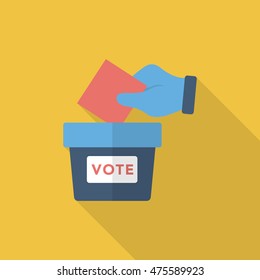 Ballot box icon , Vector flat long shadow design.