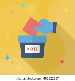 Ballot box icon , Vector flat long shadow design.