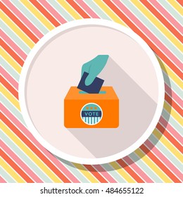 Ballot box icon , Vector flat long shadow design.
