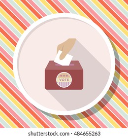 Ballot box icon , Vector flat long shadow design.