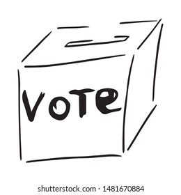 Ballot box icon. Vector illustration of a ballot box with a vote inscription. Ballot box elections hand drawn.	