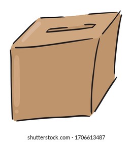 Ballot box icon. Vector illustration of a ballot box with a vote inscription. Ballot box elections hand drawn.