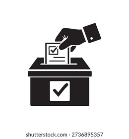 Ballot box icon vector illustration representing voting, election, and democratic process concept. Simple and clean ballot box design suitable for politics, elections, civic engagement, voting campaigns, government projects, surveys, and educational materials. Minimal and versatile vector style ideal for websites, mobile apps, posters, banners, presentations, and print materials.