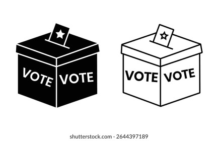 Ballot box icon vector, voting ballot box silhouette symbol design. Election vote concept box design.  Vector illustration. 