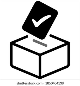 Ballot box icon or voice box is isolated on an Outline icon on a white background