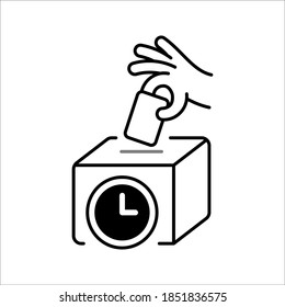 Ballot box icon or voice box is isolated on an Outline icon on a white background