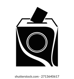 Icono de urna con papel de votación, elección y símbolo de democracia