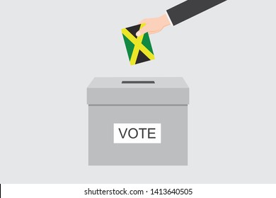 Ballot Box with an Illustrated Flag for the Country of  Jamaica