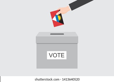 Ballot Box with an Illustrated Flag for the Country of  Antigua and Barbuda