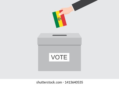 Ballot Box with an Illustrated Flag for the Country of  Bolivia