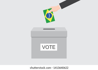 Ballot Box with an Illustrated Flag for the Country of  Brazil