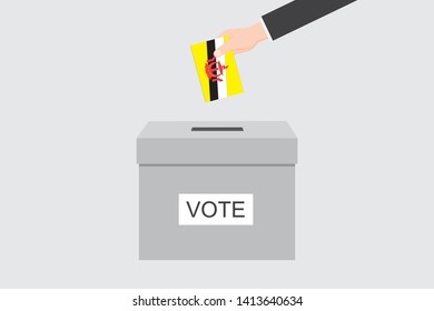 Ballot Box with an Illustrated Flag for the Country of  Brunei