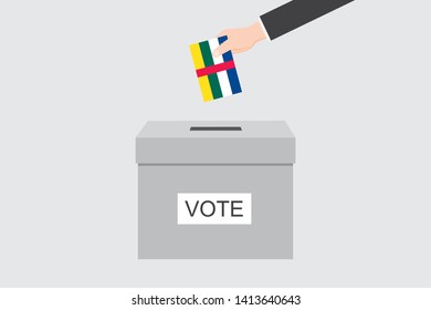 Ballot Box with an Illustrated Flag for the Country of  Central African Republic