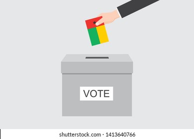 Ballot Box with an Illustrated Flag for the Country of  Guinea Bissau