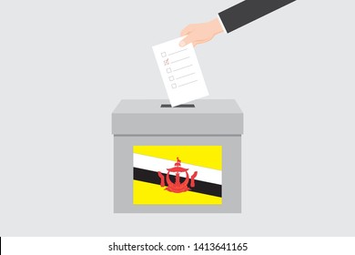 Ballot Box with an Illustrated Flag for the Country of  Brunei