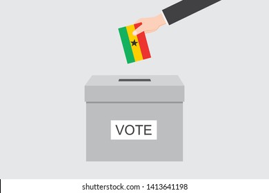 Ballot Box with an Illustrated Flag for the Country of  Ghana