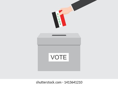 Ballot Box with an Illustrated Flag for the Country of  Iraq