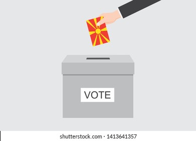Ballot Box with an Illustrated Flag for the Country of  Macedonia