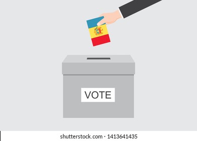 Ballot Box with an Illustrated Flag for the Country of  Moldova
