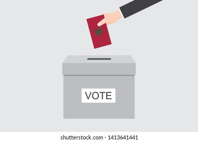 Ballot Box with an Illustrated Flag for the Country of  Morocco