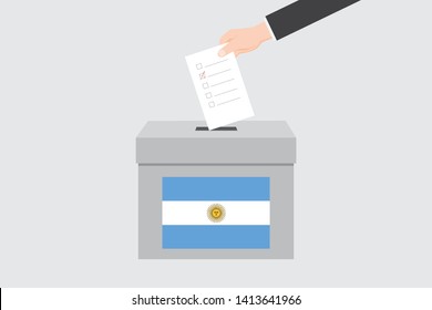 Ballot Box with an Illustrated Flag for the Country of  Argentina