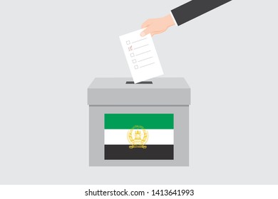 Ballot Box with an Illustrated Flag for the Country of  Afghanistan