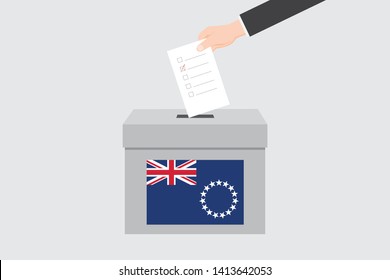 Ballot Box with an Illustrated Flag for the Country of  Cook Islands