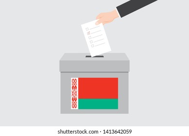Ballot Box with an Illustrated Flag for the Country of  Belarus