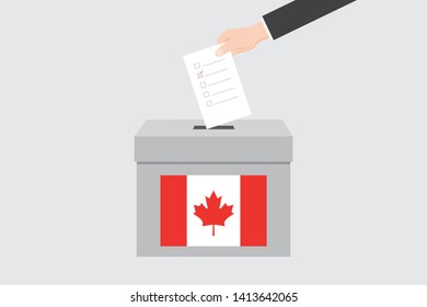 Ballot Box with an Illustrated Flag for the Country of  Canada