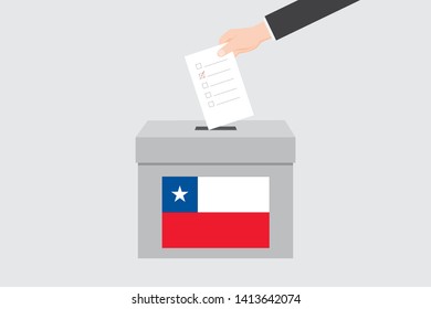 Ballot Box with an Illustrated Flag for the Country of  Chile