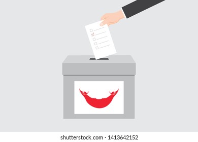 Ballot Box with an Illustrated Flag for the Country of  Easter Island