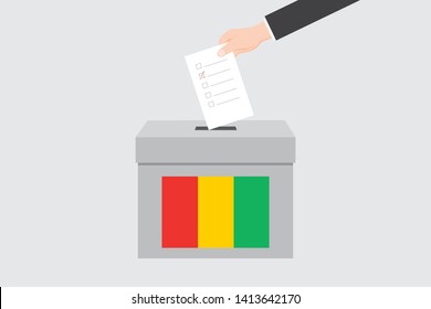 Ballot Box with an Illustrated Flag for the Country of  Guinea
