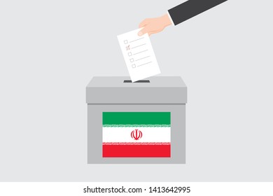 Ballot Box with an Illustrated Flag for the Country of  Iran